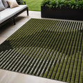 5 X 8 Olive Green And Black Geometric Washable Indoor Outdoor Area Rug