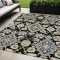 5 X 8 Black Gray And Brown Oriental Washable Indoor Outdoor Area Rug