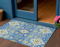 3 X 5 Blue Green And Orange Oriental Washable Indoor Outdoor Area Rug