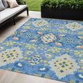 5 X 8 Blue Green And Orange Oriental Washable Indoor Outdoor Area Rug