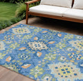 9 X 12 Blue Green And Orange Oriental Washable Indoor Outdoor Area Rug