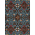 8 X 10 Denim Blue Brick Red And Brown Oriental Washable Indoor Outdoor Area Rug