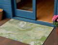 3 X 5 Green Blue And Gray Abstract Washable Indoor Outdoor Area Rug