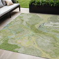 5 X 8 Green Blue And Gray Abstract Washable Indoor Outdoor Area Rug