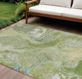 9 X 12 Green Blue And Gray Abstract Washable Indoor Outdoor Area Rug