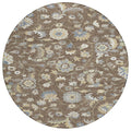 8 Chocolate Beige And Blue Round Floral Washable Indoor Outdoor Area Rug
