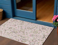 3 X 5 Pink Green And Gray Floral Washable Indoor Outdoor Area Rug