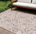 8 X 10 Pink Green And Gray Floral Washable Indoor Outdoor Area Rug