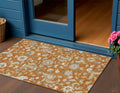 3 X 5 Copper Green And Gray Floral Washable Indoor Outdoor Area Rug