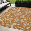 5 X 8 Copper Green And Gray Floral Washable Indoor Outdoor Area Rug