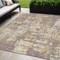 5 X 8 Lavender Gold And Beige Abstract Washable Indoor Outdoor Area Rug