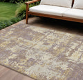 8 X 10 Lavender Gold And Beige Abstract Washable Indoor Outdoor Area Rug