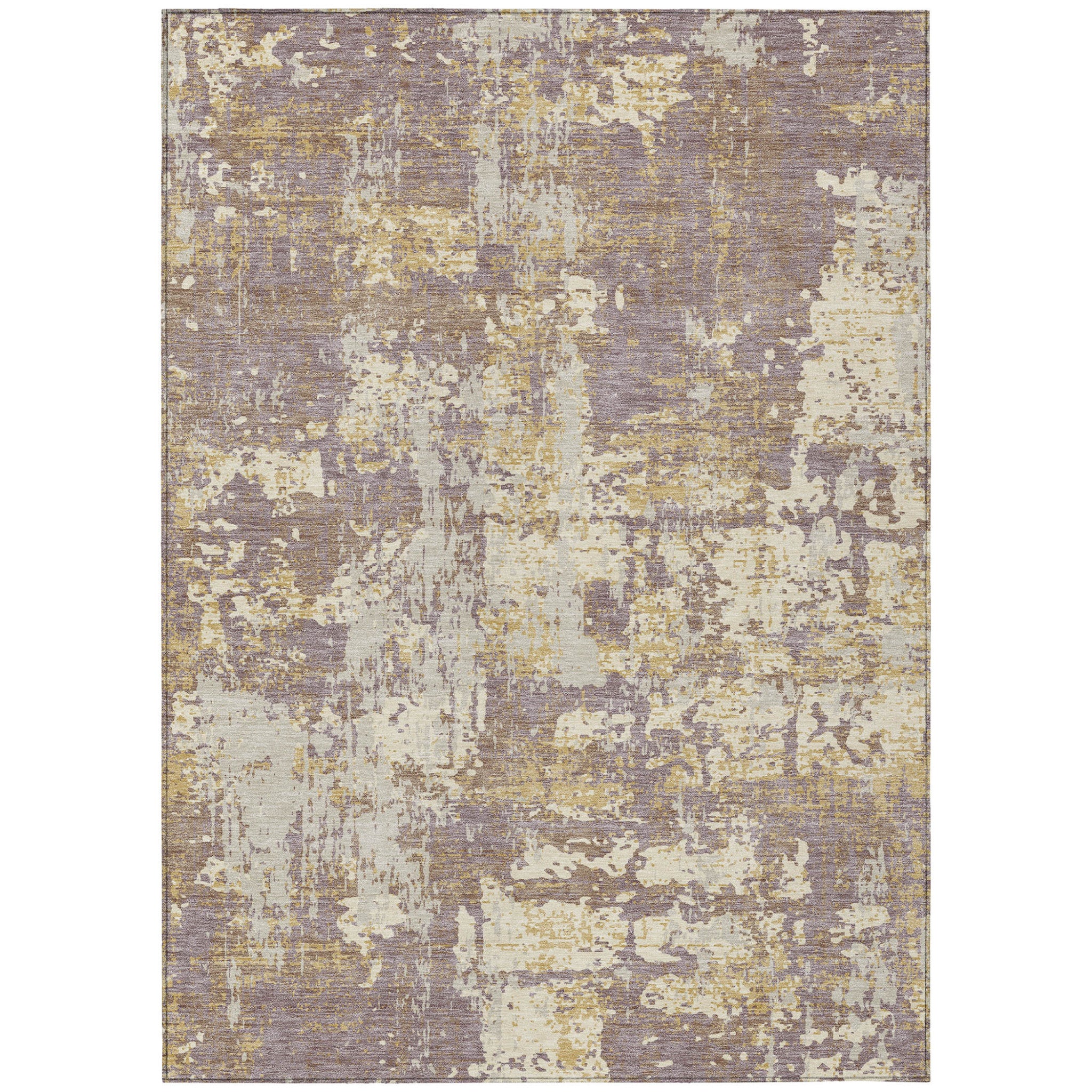 10 X 14 Lavender Gold And Beige Abstract Washable Indoor Outdoor Area Rug