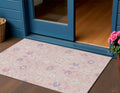 3 X 5 Pink Purple And Gray Oriental Washable Indoor Outdoor Area Rug