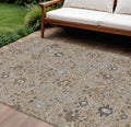9 X 12 Taupe Brown And Gray Oriental Washable Indoor Outdoor Area Rug