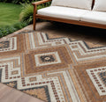 10 X 14 Copper Brown And Beige Tribal Washable Indoor Outdoor Area Rug