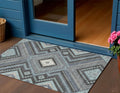 3 X 5 Pewter Charcoal And Sky Blue Tribal Washable Indoor Outdoor Area Rug