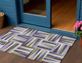 3 X 5 Lavender Brown And Green Geometric Washable Indoor Outdoor Area Rug