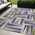 5 X 8 Lavender Brown And Green Geometric Washable Indoor Outdoor Area Rug
