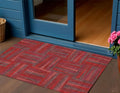 3 X 5 Red And Brown Geometric Washable Indoor Outdoor Area Rug