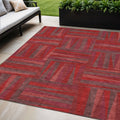 5 X 8 Red And Brown Geometric Washable Indoor Outdoor Area Rug
