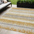 5 X 8 Gold Copper And Gray Striped Washable Indoor Outdoor Area Rug