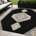5 X 8 Black Gold And Gray Oriental Washable Indoor Outdoor Area Rug