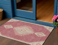 3 X 5 Blush Gray And Beige Oriental Washable Indoor Outdoor Area Rug