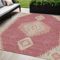 5 X 8 Blush Gray And Beige Oriental Washable Indoor Outdoor Area Rug