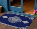 3 X 5 Navy Blue Gray And Brown Oriental Washable Indoor Outdoor Area Rug