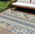 10 X 14 Silver Beige And Gold Aztec Washable Indoor Outdoor Area Rug
