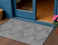 3 X 5 Charcoal And Silver Geometric Washable Indoor Outdoor Area Rug