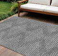 9 X 12 Charcoal And Silver Geometric Washable Indoor Outdoor Area Rug