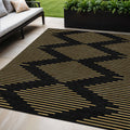5 X 8 Black And Beige Geometric Washable Indoor Outdoor Area Rug