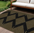 8 X 10 Black And Beige Geometric Washable Indoor Outdoor Area Rug