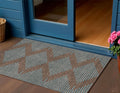 3 X 5 Brown And Aqua Geometric Washable Indoor Outdoor Area Rug