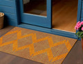 3 X 5 Orange And Blue Geometric Washable Indoor Outdoor Area Rug