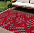9 X 12 Red And Gray Geometric Washable Indoor Outdoor Area Rug