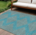 9 X 12 Teal Blue And Pink Geometric Washable Indoor Outdoor Area Rug