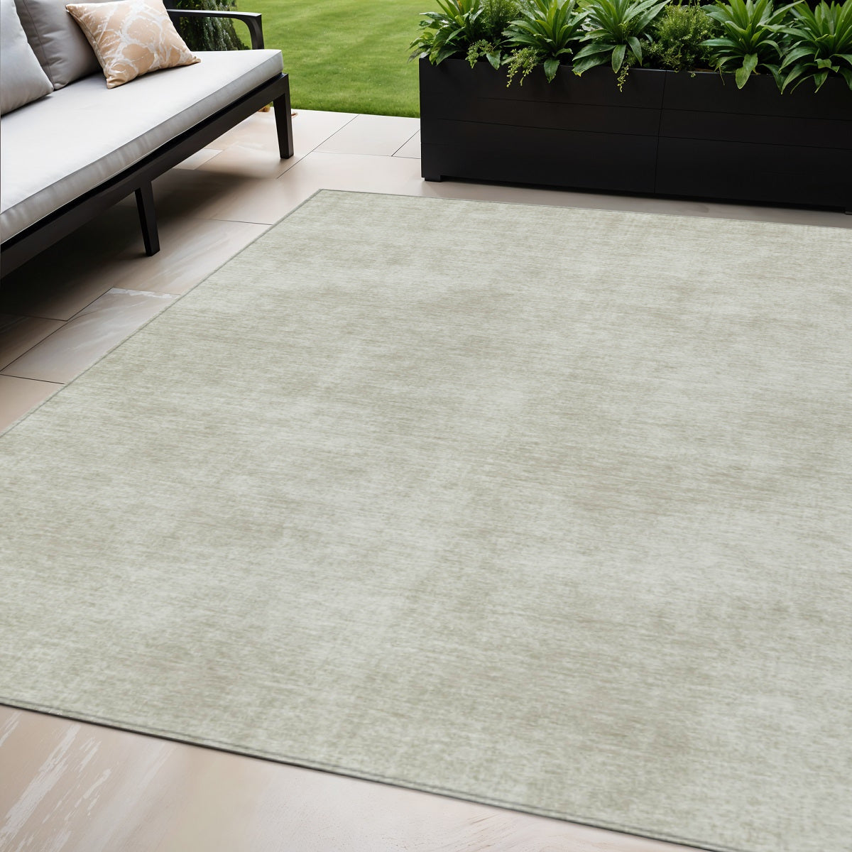 5 X 8 Beige Washable Indoor Outdoor Area Rug