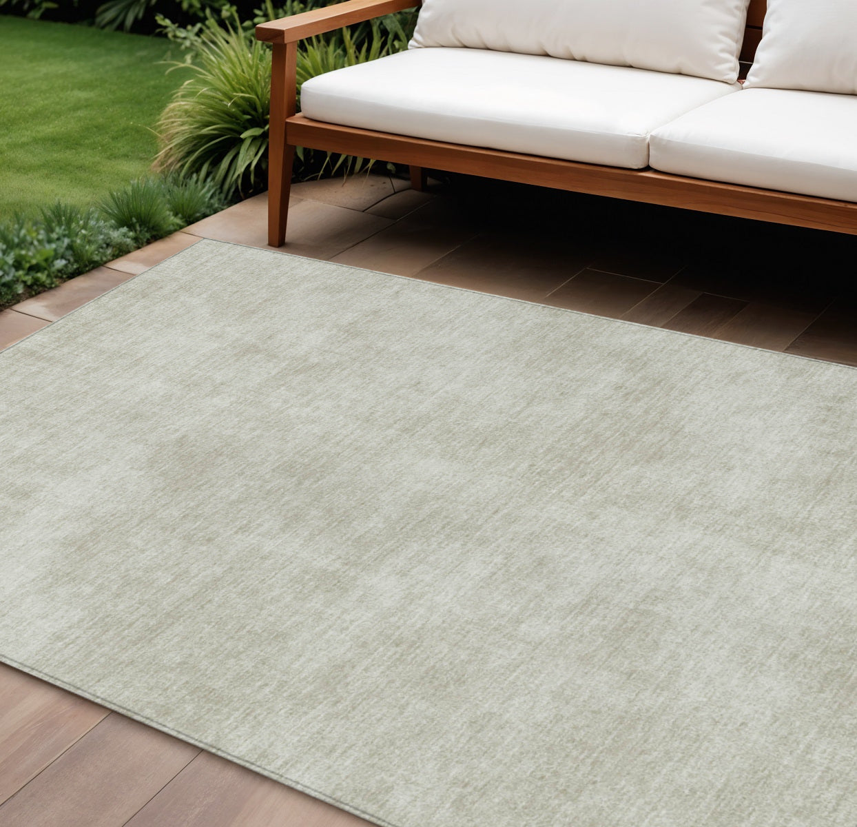9 X 12 Beige Washable Indoor Outdoor Area Rug