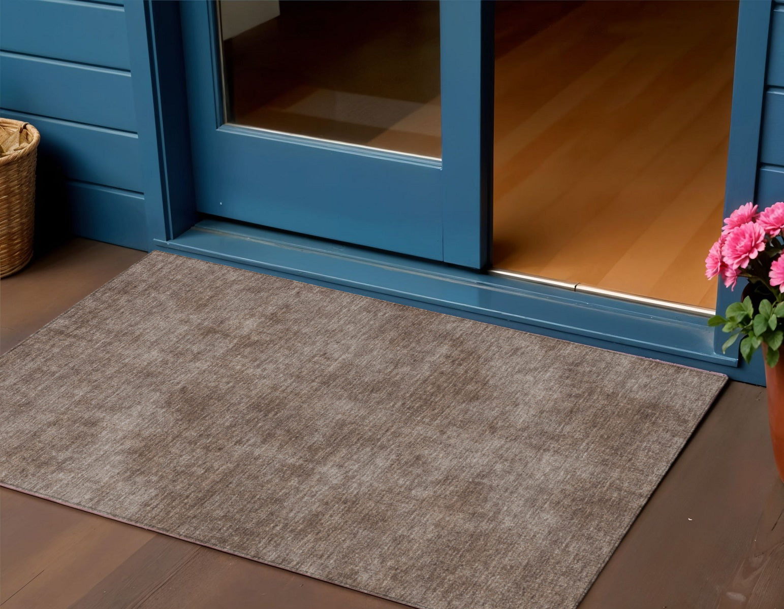 3 X 5 Brown Washable Indoor Outdoor Area Rug