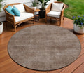 8 Brown Round Washable Indoor Outdoor Area Rug