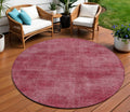 8 Red Round Washable Indoor Outdoor Area Rug