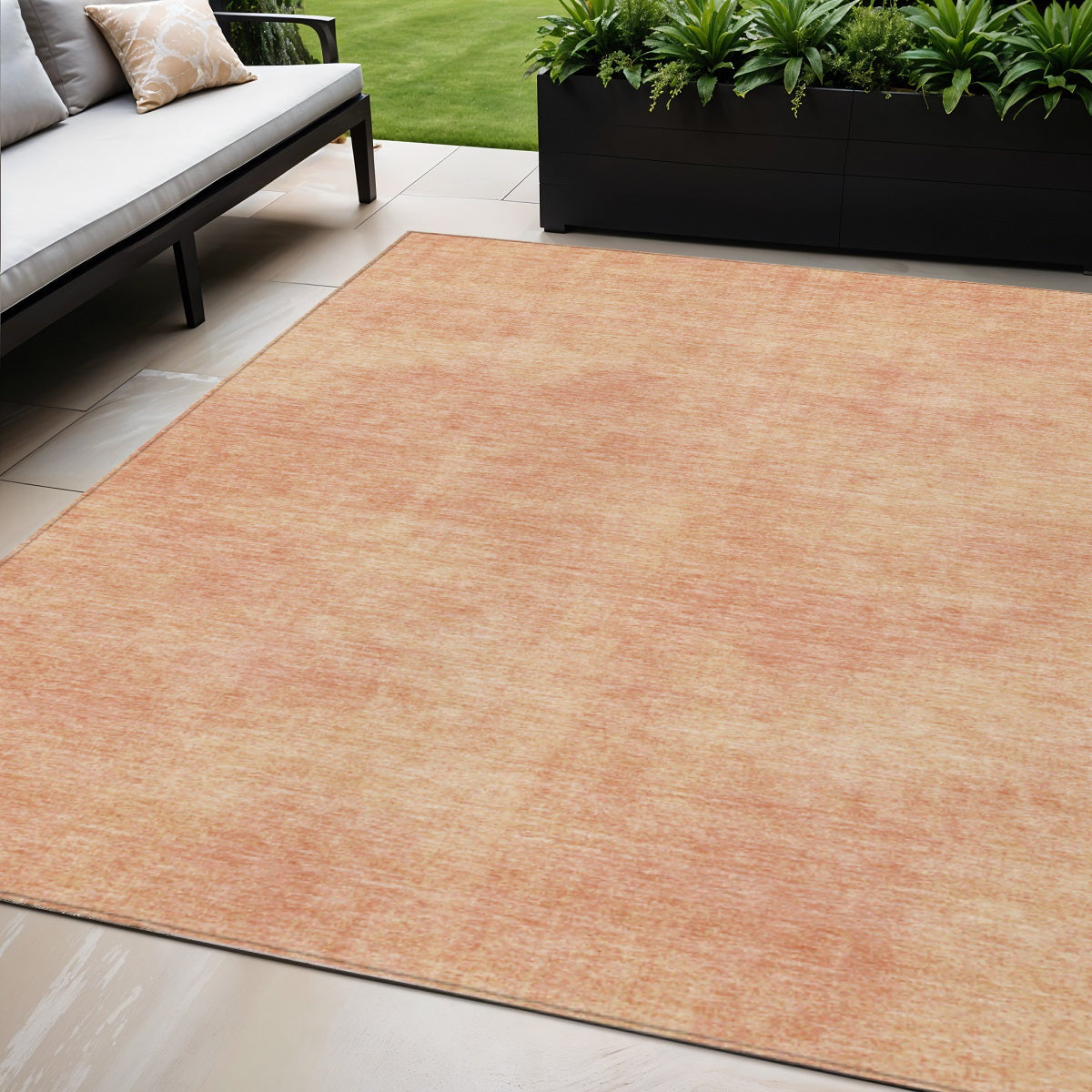 5 X 8 Peach Washable Indoor Outdoor Area Rug