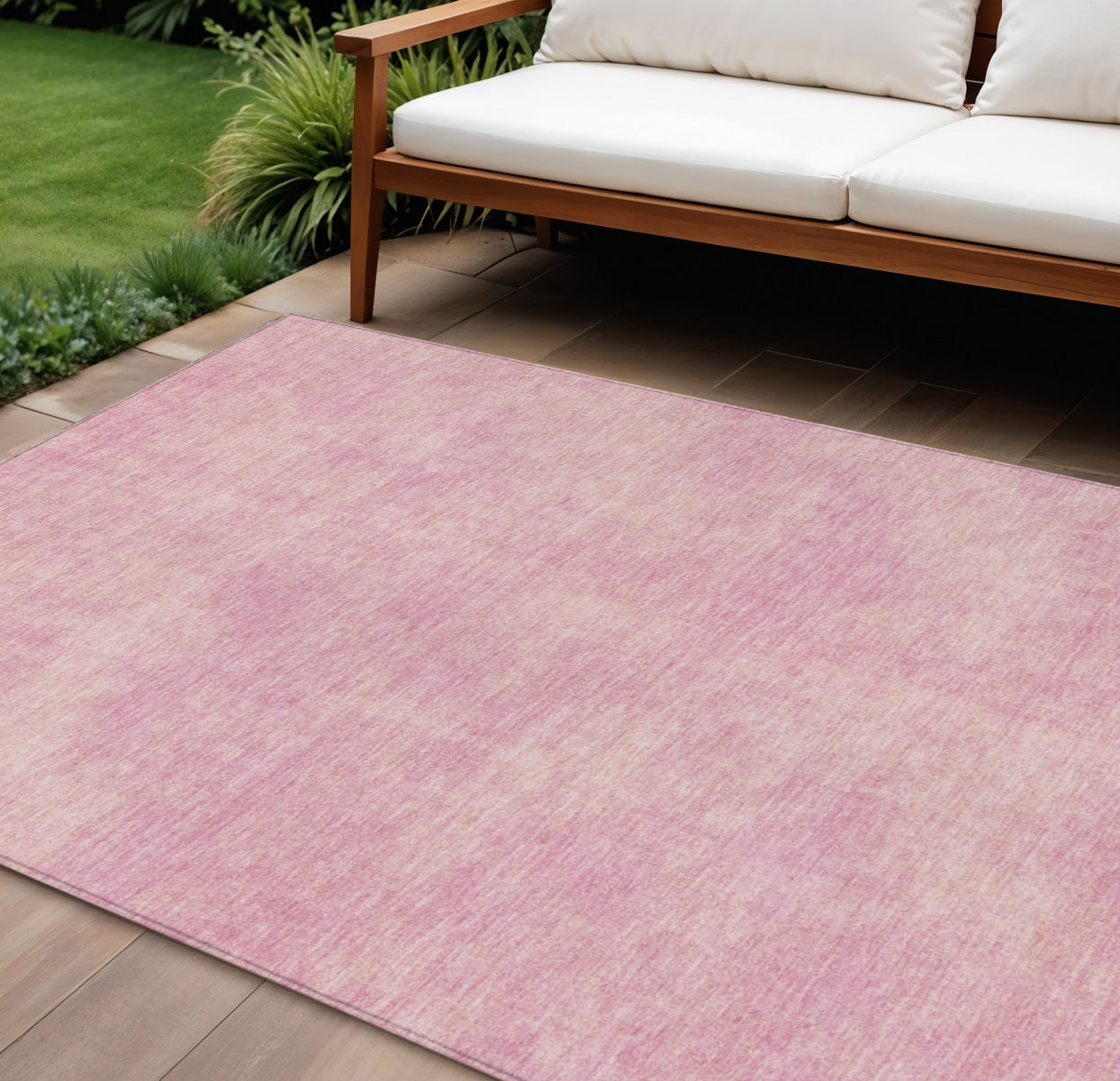 10 X 14 Pink Washable Indoor Outdoor Area Rug