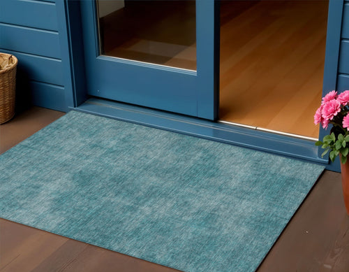 3 X 5 Teal Blue Washable Indoor Outdoor Area Rug