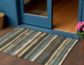3 X 5 Brown Beige And Green Striped Washable Indoor Outdoor Area Rug