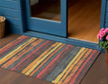 3 X 5 Granite Gray Copper And Yellow Striped Washable Indoor Outdoor Area Rug