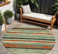 8 Sage Black And Red Round Striped Washable Indoor Outdoor Area Rug